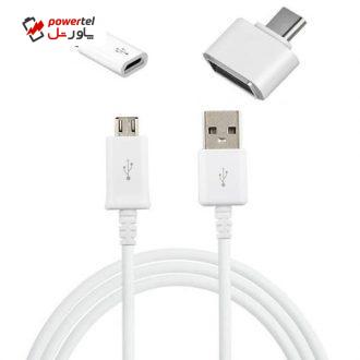 کابل تبدیل USB به microUSB مدل EP-DG925UWE طول 1.2 متر به همراه مبدل OTG microUSB و microUSB به USB-C