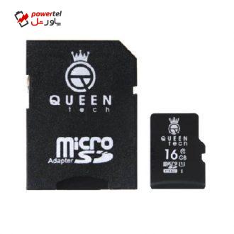 کارت حافظه microSDHC کوئین تک 300X کلاس 10 استاندارد UHS-I U1 سرعت 45MBps ظرفیت 16 گیگابایت به همراه آداپتور SD
