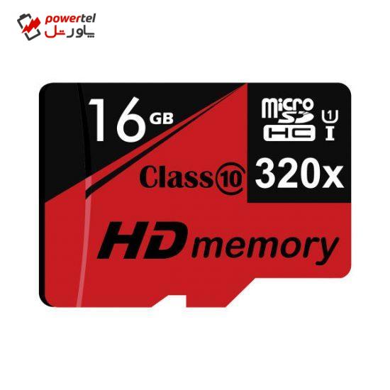 کارت حافظه‌ microSDHC مدل HD-01 کلاس 10 استاندارد UHS-I U1 سرعت 48MBs ظرفیت 16 گیگابایت