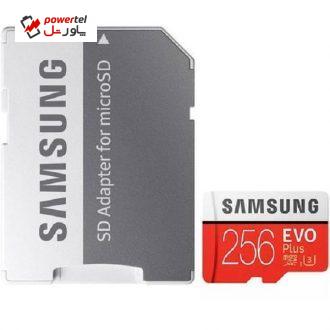 کارت حافظه microSDXC مدل Evo Plus کلاس 10 استاندارد UHS-I U3 سرعت 100MBps ظرفیت 256 گیگابایت به همراه آداپتور SD کارت حافظه microSDXC مدل Evo Plus کلاس 10 استاندارد UHS-I U3 سرعت 100MBps ظرفیت 256 گیگابایت به همراه آداپتور SD