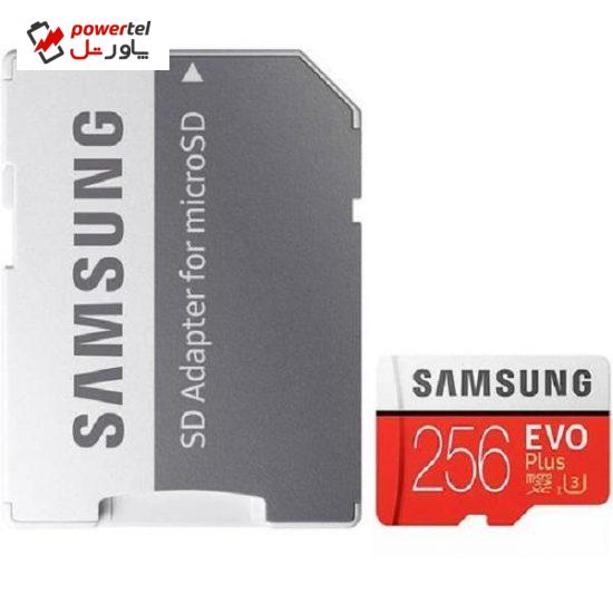 کارت حافظه microSDXC مدل Evo Plus کلاس 10 استاندارد UHS-I U3 سرعت 100MBps ظرفیت 256 گیگابایت به همراه آداپتور SD