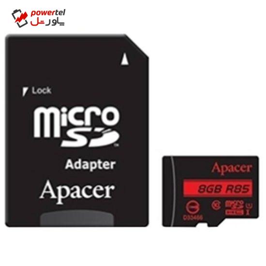 کارت حافظه microSDHC اپیسر کلاس 10 استاندارد UHS-I U1 سرعت 85MBps همراه با آداپتور SD ظرفیت 8 گیگابایت