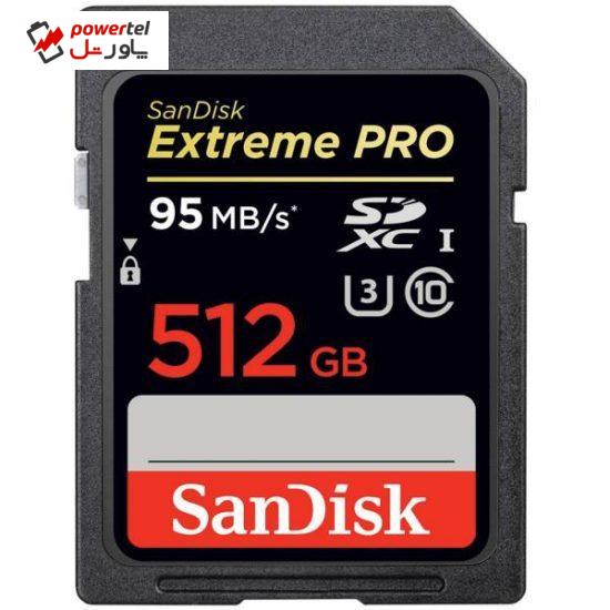 کارت حافظه SDXC سن دیسک مدل Extreme Pro کلاس 10 استاندارد UHS-I U3 سرعت 633X 95MBps ظرفیت 512 گیگابایت