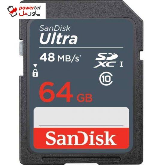 کارت حافظه SDXC سن دیسک مدل Ultra کلاس 10 استاندارد UHS-I سرعت 48MBps ظرفیت 64 گیگابایت