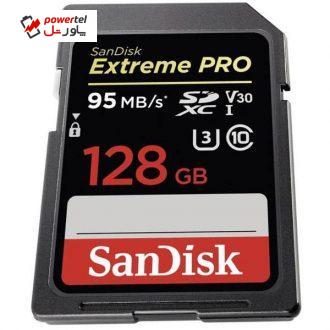 کارت حافظه SDXC سن دیسک مدل Extreme Pro V30 کلاس 10 استاندارد UHS-I U3 سرعت 633X 95MBps ظرفیت 128 گیگابایت