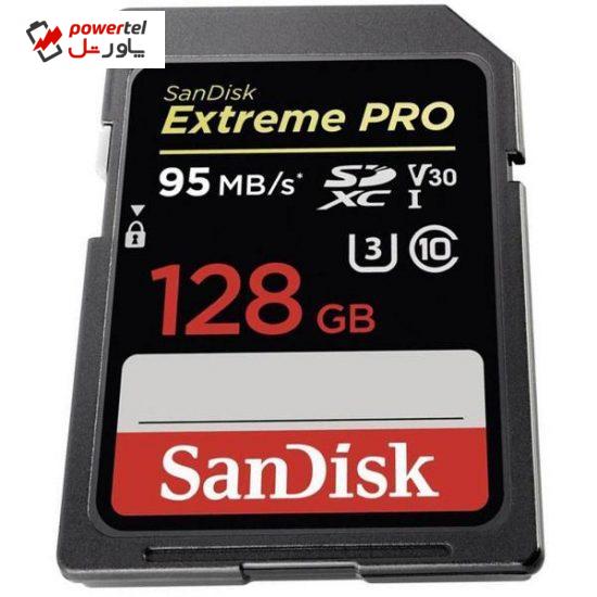 کارت حافظه SDXC سن دیسک مدل Extreme Pro V30 کلاس 10 استاندارد UHS-I U3 سرعت 633X 95MBps ظرفیت 128 گیگابایت