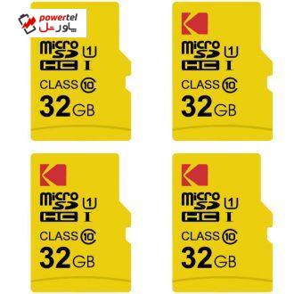 کارت حافظه microSDHC کداک مدل Premium Performance کلاس 10 استاندارد UHS-I U1 سرعت 85MBps ظرفیت 32 گیگابایت بسته 4 عددی