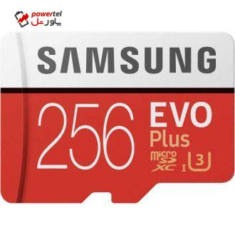 کارت حافظه microSDXC سامسونگ مدل Evo Plus کلاس 10 استاندارد UHS-I U3 سرعت 100MBps ظرفیت 256 گیگابایت