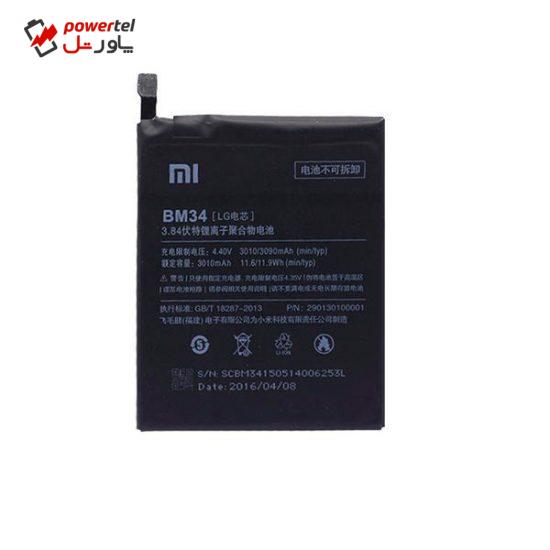 باتری موبایل مدل bm34 ظرفیت 3090 میلی آمپر ساعت مناسب برای گوشی موبایل شیائومی note pro