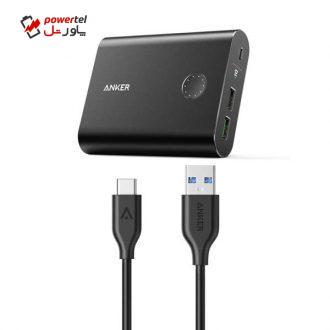 شارژر همراه انکر مدل A1316 PowerCore Plus With QC3 با ظرفیت 13400mAH به همراه کابل Type-C