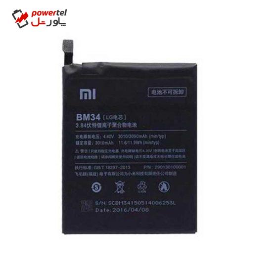 باتری موبایل مدل bm34 ظرفیت 3090 میلی آمپر ساعت مناسب برای گوشی موبایل شیائومی Mi Note Pro