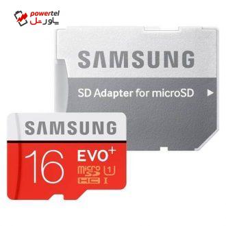 کارت حافظه microSDHC مدل Evo Plus کلاس 10 استاندارد UHS-I U1 سرعت 80MBps ظرفیت 16 گیگابایت به همراه آداپتور SD