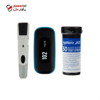 دستگاه تست قند خون آگاماتریکس مدل AgaMatrix Jazz Wireless 2 به همراه نوار تست قند خون بسته 50 عددی