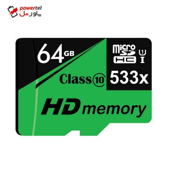 کارت حافظه‌ microSDHC مدل HD-01 کلاس 10 استاندارد UHS-I U1 سرعت 80MBs ظرفیت 64 گیگابایت