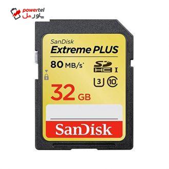 کارت حافظه SDXC سن دیسک مدل Extreme Plus کلاس 10 استاندارد UHS-I U3 سرعت 80MBps ظرفیت 32گیگابایت کارت حافظه SDXC سن دیسک مدل Extreme Plus کلاس 10 استاندارد UHS-I U3 سرعت 80MBps ظرفیت 32گیگابایت