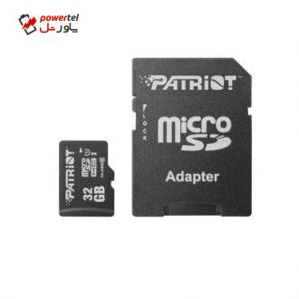 کارت حافظه میکرو اس دی پتریوت سری LX سرعت 48MB/s ظرفیت 32 گیگابایت همراه با آداپتور