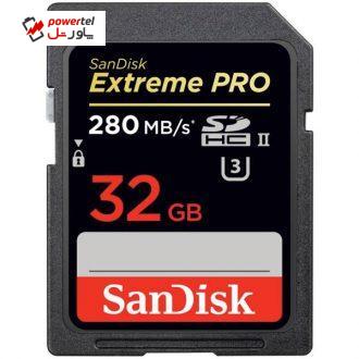 کارت حافظه microSDHC سن دیسک مدل Extreme Pro کلاس 10 استاندارد UHS-II U3 سرعت 280MBps ظرفیت 32 گیگابایت کارت حافظه microSDHC سن دیسک مدل Extreme Pro کلاس 10 استاندارد UHS-II U3 سرعت 280MBps ظرفیت 32 گیگابایت