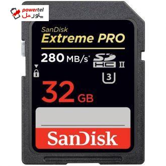کارت حافظه microSDHC سن دیسک مدل Extreme Pro کلاس 10 استاندارد UHS-II U3 سرعت 280MBps ظرفیت 32 گیگابایت