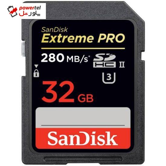 کارت حافظه microSDHC سن دیسک مدل Extreme Pro کلاس 10 استاندارد UHS-II U3 سرعت 280MBps ظرفیت 32 گیگابایت