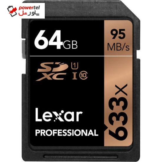 کارت حافظه SDXC لکسار مدل Professional کلاس 10 استاندارد UHS-I U1 سرعت 95MBps ظرفیت 64 گیگابایت