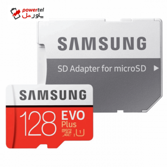 کارت حافظه microSDXC سامسونگ مدل Evo Plus کلاس 10 استاندارد UHS-I U1 سرعت 80MBps همراه با آداپتور SD ظرفیت 128 گیگابایت