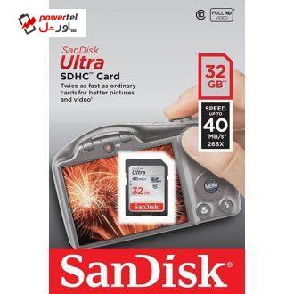 کارت حافظه SDHC سن دیسک مدل Ultra کلاس 10 استاندارد UHS-I U1 سرعت 266X 40MBps ظرفیت 32 گیگابایت