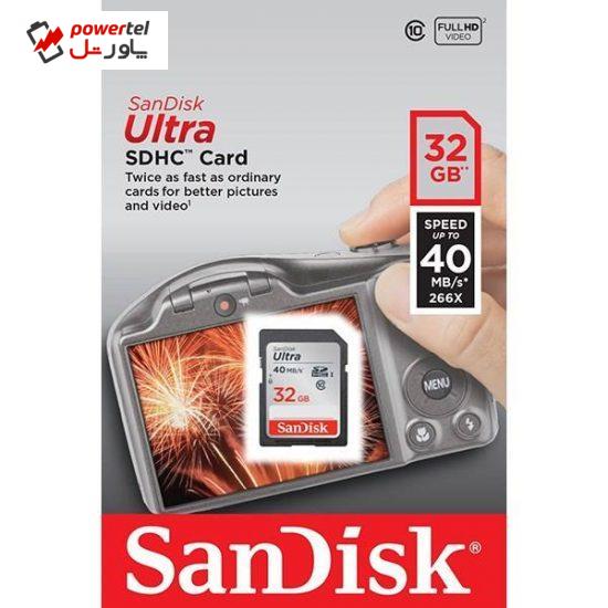 کارت حافظه SDHC سن دیسک مدل Ultra کلاس 10 استاندارد UHS-I U1 سرعت 266X 40MBps ظرفیت 32 گیگابایت