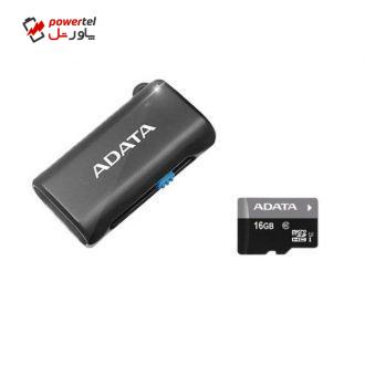 کارت حافظه microSDHC ای دیتا مدل Premier کلاس 10 استاندارد UHS-I U1 همراه با میکرو ریدر ظرفیت 16 گیگابایت