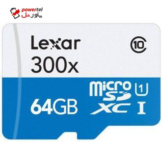 کارت حافظه microSDXC لکسار مدل High-Performance کلاس 10 استاندارد UHS-I U1 سرعت 45MBps 300X ظرفیت 64 گیگابایت کارت حافظه microSDXC لکسار مدل High-Performance کلاس 10 استاندارد UHS-I U1 سرعت 45MBps 300X ظرفیت 64 گیگابایت