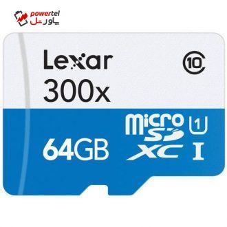 کارت حافظه‌ microSDXC لکسار مدل High-Performance کلاس 10 استاندارد UHS-I U1 سرعت 45MBps 300X ظرفیت 64 گیگابایت