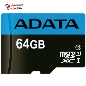 کارت حافظه‌ microSDXC ای دیتا مدل Premier کلاس 10 استاندارد UHS-I U1 سرعت 85MBps ظرفیت 64 گیگابایت