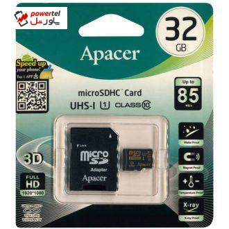 کارت حافظه microSDHC اپیسر کلاس 10 استاندارد UHS-I U1 سرعت 85MBps همراه با آداپتور SD ظرفیت 32 گیگابایت
