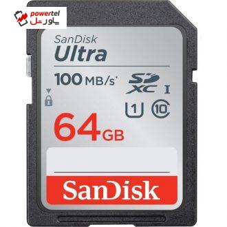 کارت حافظه SDXC سن دیسک مدل Ultra کلاس 10 استاندارد UHS-I U1 سرعت  100MBps ظرفیت 64 گیگابایت