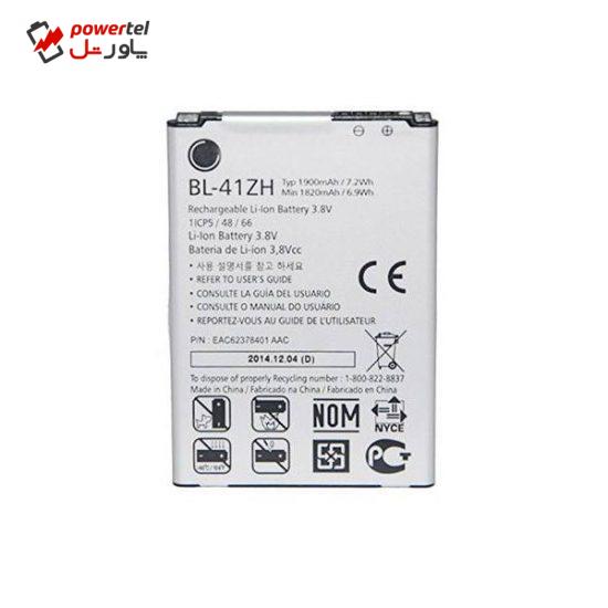 باتری موبایل مدل BL-41ZH ظرفیت 1900 میلی آمپر ساعت مناسب برای گوشی موبایل ال جی Leon