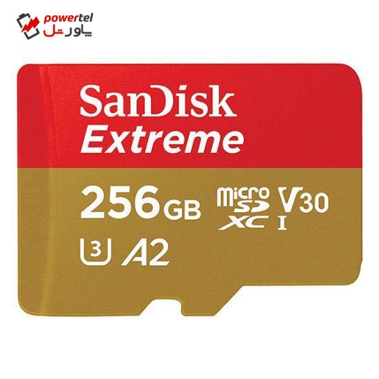 کارت حافظه microSDXC سن دیسک مدل Extreme کلاس A2 استاندارد UHS-I U3 سرعت 160MBps ظرفیت 256 گیگابایت