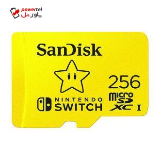 کارت حافظه microSDXC سن دیسک مدل Nintendo Switch کلاس I استاندارد UHS-I سرعت 100MBps ظرفیت 256 گیگابایت