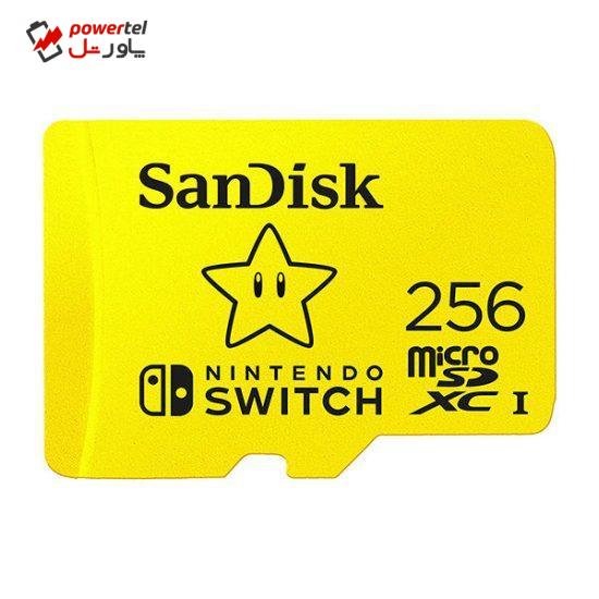 کارت حافظه microSDXC سن دیسک مدل Nintendo Switch کلاس I استاندارد UHS-I سرعت 100MBps ظرفیت 256 گیگابایت