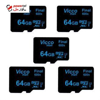 کارت حافظه microSDXC ویکومن مدل Final 600x کلاس 10 استاندارد UHS-I U3 سرعت90MBps ظرفیت 64 گیگابایت بسته 5 عددی کارت حافظه microSDXC ویکومن مدل Final 600x کلاس 10 استاندارد UHS-I U3 سرعت90MBps ظرفیت 64 گیگابایت بسته 5 عددی