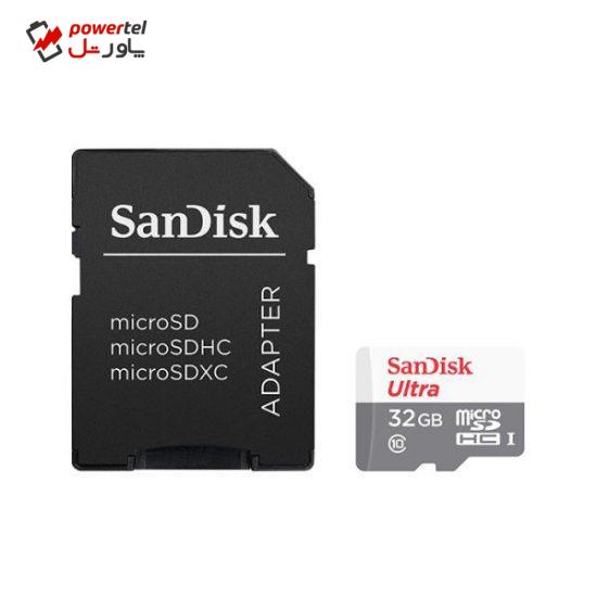 کارت حافظه microSDXC سن دیسک مدل Ultra کلاس 10 استاندارد UHS-I سرعت 100MBps ظرفیت 32 گیگابایت به همراه آداپتور SD