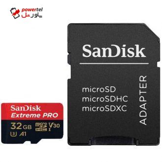 کارت حافظه microSDHC سن دیسک مدل Extreme Pro V30 کلاس 10 استاندارد UHS-I U3 سرعت 100MBps 667X ظرفیت 32 گیگابایت