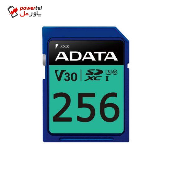 کارت حافظه‌ SDXC ای دیتا مدل Premier Pro کلاس 10 استاندارد UHS-I U3 سرعت 100MBps ظرفیت 256 گیگابایت