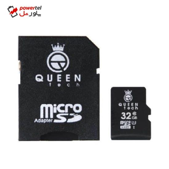 کارت حافظه microSDHC کوئین تک 300X کلاس 10 استاندارد UHS-I U1 سرعت 45MBps ظرفیت 32 گیگابایت به همراه آداپتور SD