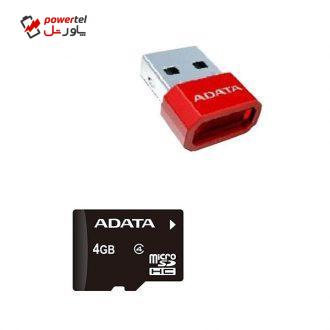 کارت حافظه microSDHC ای دیتا مدل Premier کلاس 4 استاندارد UHS-I U1 سرعت 50MBps ظرفیت 4 گیگابایت به همراه کارتخوان کارت حافظه microSDHC ای دیتا مدل Premier کلاس 4 استاندارد UHS-I U1 سرعت 50MBps ظرفیت 4 گیگابایت به همراه کارتخوان