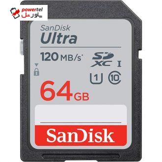 کارت حافظه SDXC سن دیسک مدل Ultra کلاس 10 استاندارد UHS-I U1 سرعت 120MBps ظرفیت 64 گیگابایت
