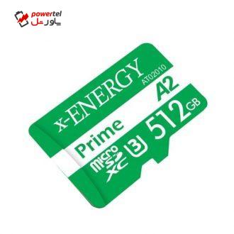 کارت حافظه microSDXC ایکس انرژی مدل Prime کلاس A2 استاندارد UHS-I U3 سرعت 80MBps ظرفیت 512 گیگابایت به همراه آداپتور SD
