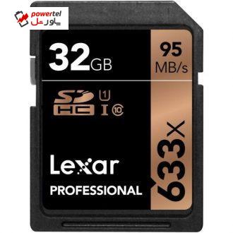 کارت حافظه SDHC لکسار مدل Professional کلاس 10 استاندارد UHS-I U1 سرعت 95MBps ظرفیت 32 گیگابایت