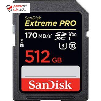 کارت حافظه SDXC سن دیسک مدل Extreme Pro V30 کلاس 10 استاندارد UHS-I U3 سرعت 170mbps ظرفیت 512 گیگابایت