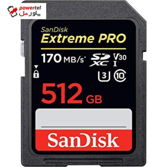 کارت حافظه SDXC سن دیسک مدل Extreme Pro V30 کلاس 10 استاندارد UHS-I U3 سرعت 170mbps ظرفیت 512 گیگابایت
