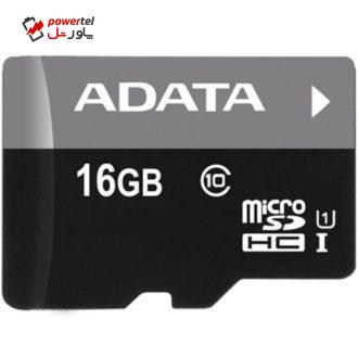 کارت حافظه‌ microSDHC ای دیتا مدل Premier کلاس 10 استاندارد UHS-I U1 سرعت 50MBps ظرفیت 16 گیگابایت