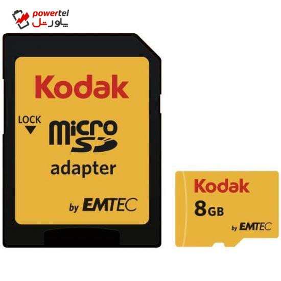 کارت حافظه microSDHC امتک کداک کلاس 10 استاندارد UHS-I U1 سرعت 85MBps 580X به همراه آداپتور SD ظرفیت 8 گیگابایت